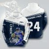 NFL Seattle Seahawks Marshawn Lynch Navy White Pullover Hoodie