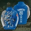 NFL Detroit Lions Barry Sanders Honolulu Blue Silver Pullover Hoodie