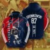 NFL New England Patriots Rob Gronkowski Blue Red Stripes Pullover Hoodie