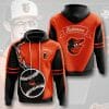 MLB Baltimore Orioles Fire Ball Orange Black Pullover Hoodie