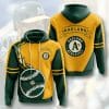 MLB Oakland Athletics Fire Ball Green Gold Pullover Hoodie