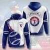 MLB Texas Rangers Fire Ball Blue White Pullover Hoodie