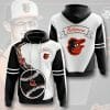 MLB Baltimore Orioles Fire Ball Black White Pullover Hoodie