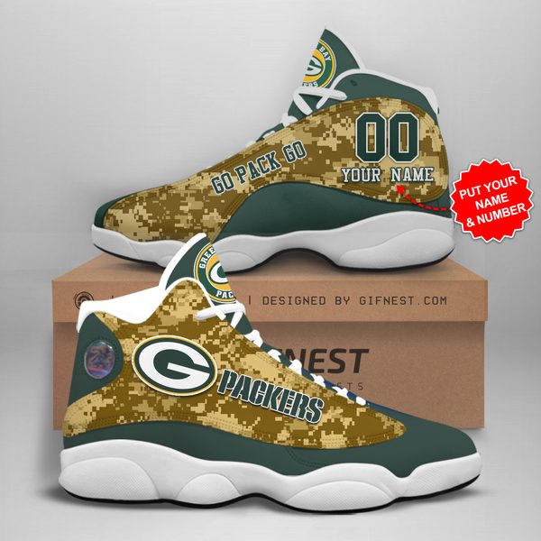 NFL Green Bay Packers Custom Name Air Jordan 13 Shoes V3 NFL Green Bay Packers Custom Name Air Jordan 13 Shoes V3