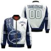 MLB Milwaukee Brewers Custom Name Number White Navy Blue Bomber Jacket