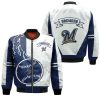 MLB Milwaukee Brewers White Navy Blue Bomber Jacket