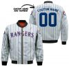 MLB Texas Rangers Custom Name Number Uniform Stripes Bomber Jacket
