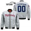 MLB Washington Nationals Custom Name Number Uniform Stripes Bomber Jacket