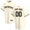 Milwaukee Brewers Nike Cream Home Custom MLB Replica Jersey