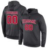 Custom Anthracite Red-White Sports Pullover Hoodie