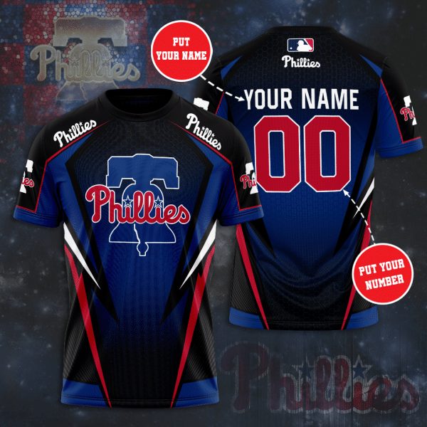 MLB Philadelphia Phillies Custom Name Number Black Blue T-Shirt MLB Philadelphia Phillies Custom Name Number Black Blue T-Shirt