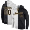 Custom White Black-Old Gold Split Fashion Sports Pullover Hoodie