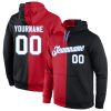 Custom Red White-Black Split Fashion Sports Pullover Hoodie