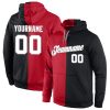 Custom Red White-Black Split Fashion Sports Pullover Hoodie