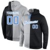 Custom Gray Light Blue-Black Split Fashion Sports Pullover Hoodie