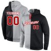 Custom Gray Red-Black Split Fashion Sports Pullover Hoodie