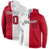 Custom White Red-Black Split Fashion Sports Pullover Hoodie