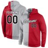 Custom Gray Black-Red Split Fashion Sports Pullover Hoodie