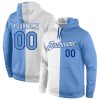 Custom White Light Blue-Royal Split Fashion Sports Pullover Hoodie