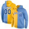 Custom Gold Royal-Light Blue Split Fashion Sports Pullover Hoodie
