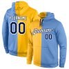 Custom Gold Navy-Light Blue Split Fashion Sports Pullover Hoodie