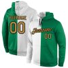 Custom White Old Gold-Kelly Green Split Fashion Sports Pullover Hoodie