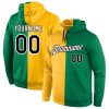 Custom Gold Black-Kelly Green Split Fashion Sports Pullover Hoodie