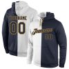 Custom White Navy-Old Gold Split Fashion Sports Pullover Hoodie