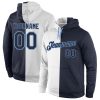 Custom White Navy-Light Blue Split Fashion Sports Pullover Hoodie