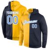 Custom Gold Light Blue-Navy Split Fashion Sports Pullover Hoodie