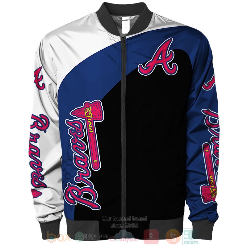 MLB Atlanta Braves White Blue Black Bomber Jacket