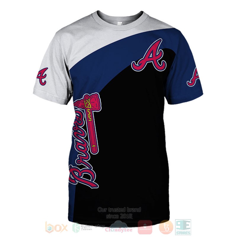 MLB Atlanta Braves White Blue Black T-Shirt MLB Atlanta Braves White Blue Black T-Shirt