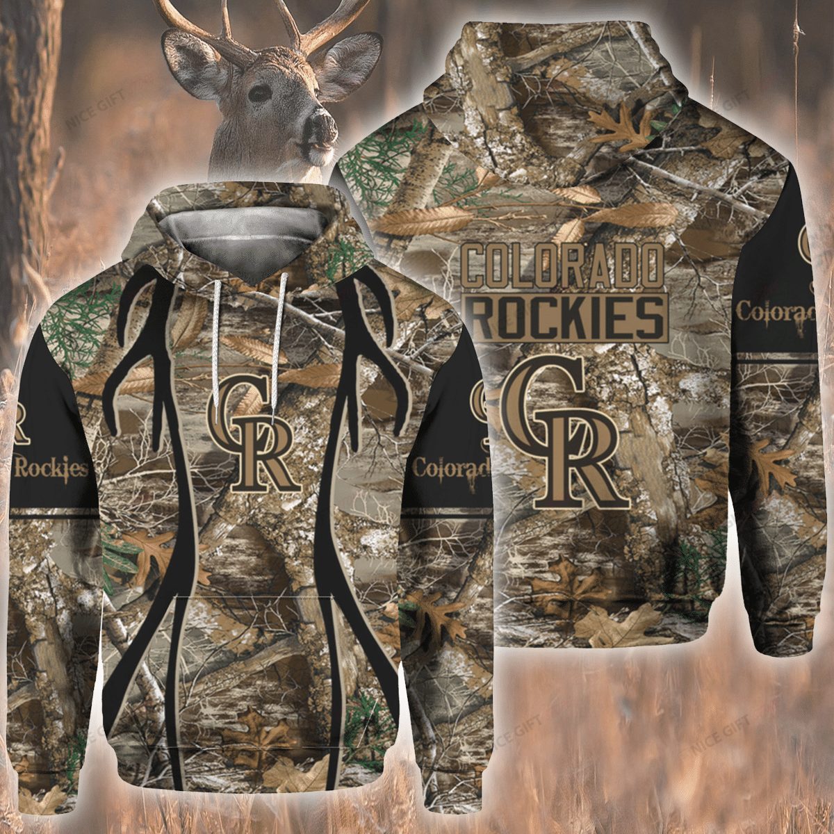 MLB Colorado Rockies Hunting Pullover Hoodie MLB Colorado Rockies Hunting Pullover Hoodie