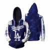 MLB Los Angeles Dodgers Blue White Zip Up Hoodie