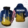 MLB Milwaukee Brewers American Flag Pullover Hoodie