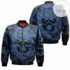 MLB Milwaukee Brewers Skull Flame Blue Bomber Jacket