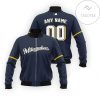 MLB Milwaukee Brewers Custom Name Number Navy Bomber Jacket