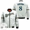 MLB Milwaukee Brewers Custom Name White Bomber Jacket