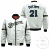 MLB Milwaukee Brewers Custom Name Travis Shaw White Bomber Jacket