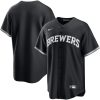 Milwaukee Brewers Nike Black/White Official Custom MLB Replica Jersey