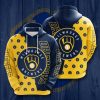 MLB Milwaukee Brewers Yellow Navy Split Pullover Hoodie