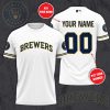MLB Milwaukee Brewers Custom Name Number White T-Shirt