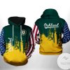 MLB Oakland Athletics American Flag Green Gold Pullover Hoodie