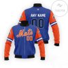 MLB New York Mets Custom Name Number Blue Orange Bomber Jacket