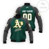 MLB Oakland Athletics Custom Name Number Green Grey Bomber Jacket