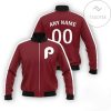 MLB Philadelphia Phillies Custom Name Number Maroon Bomber Jacket