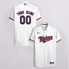 MLB Minnesota Twins Custom Name Number White Hawaiian Shirt