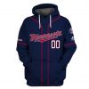 MLB Minnesota Twins Custom Name Number Navy Pullover Hoodie