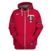 MLB Minnesota Twins Custom Name Number Red Zip Up Hoodie