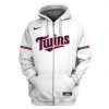 MLB Minnesota Twins Custom Name Number White Zip Up Hoodie